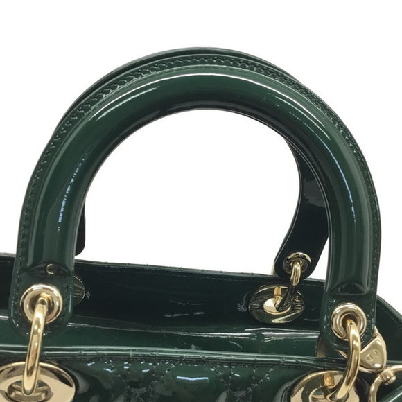 DIOR Lady Dior Medium Patent Leather Shoulder Bag Green - Picture 10 of 16